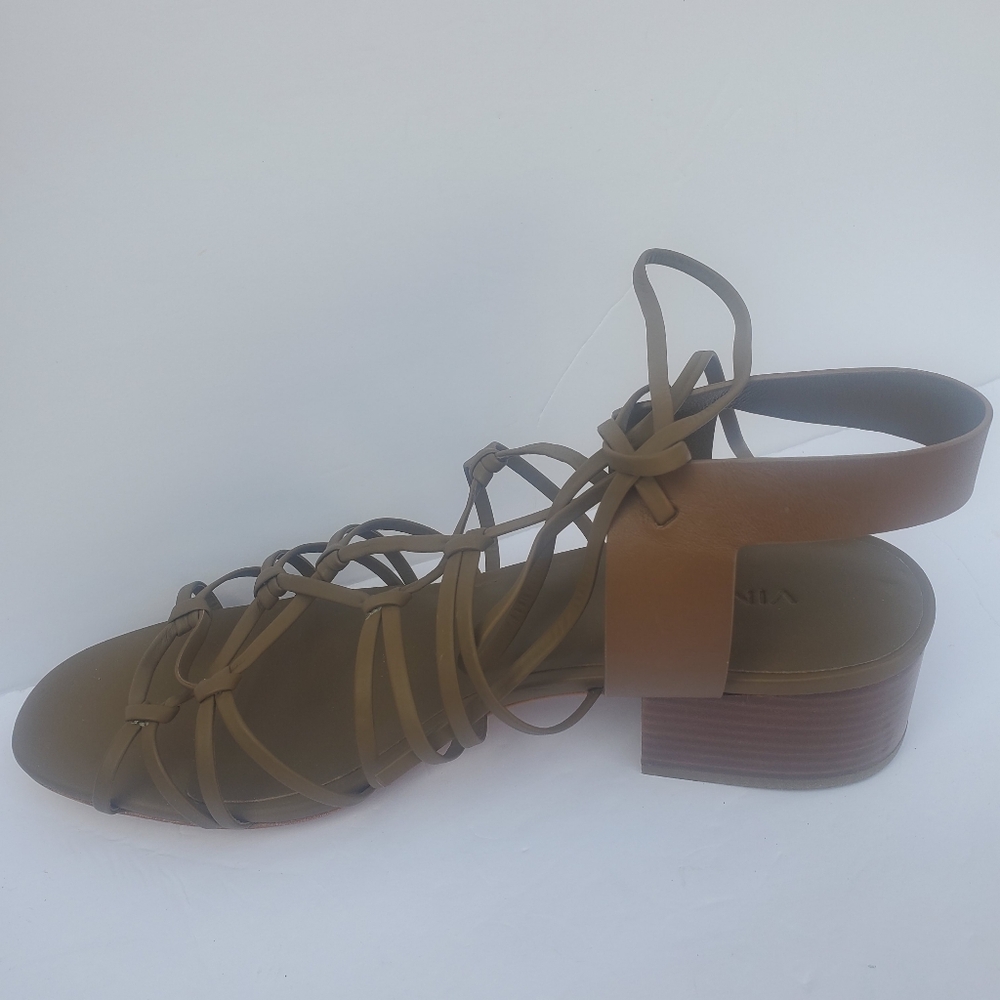 Vince Woman's Beaumont Knotted Leather Gladiator Strappy Sandals Brown Sz 10M - Picture 7 of 14